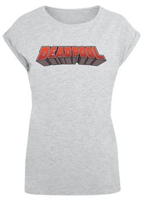ABSOLUTE CULT Herren T-Shirt "ABSOLUTE CULT Damen Ladies Deadpool - Text Logo T-Shirt", grau, casual, Gr. L, bedruckt, 100% Baumwolle, Shirts