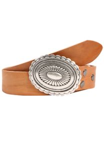 Damen Ledergürtel, braun, casual,modisch, Gr. 100, RETTUNGSRING BY SHOWROOM 019, unifarben, Leder, Gürtel, mit austauschbarer Schließe »Mandala