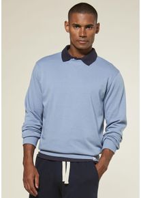 Kangaroos Herren Sweatshirt "mit coolem Rippeinsatz am Ausschnitt vorn", blau, sportlich, Gr. S, unifarben, angeraute Sweatware, Obermaterial: 60%