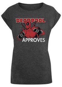 ABSOLUTE CULT Herren T-Shirt "ABSOLUTE CULT Damen Ladies Deadpool - Approves T-Shirt", grau, casual, Gr. XS, bedruckt, 100% Baumwolle, Shirts