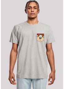 F4NT4STIC Herren T-Shirt "Looney Tunes Tasmanian Devil Face Faux Pocket", grau, casual, Gr. XL, Obermaterial: 100% Baumwolle, Shirts, Print