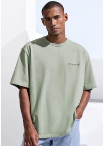 Herren T-Shirt "mit hochwertiger Logostickerei", grün, casual, Gr. M, Copenhagen Studios, unifarben, Single Jersey, Obermaterial: 100% Baumwolle,