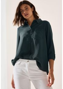 Cecil Damen Hemdbluseslate khaki, casual, Gr. M, Strukturmuster, Stoff, 88% Viskose, 12% Nylon, Blusen, mit Brusttasche