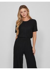 Vila Damen Kurzarmshirt "VIPLISA O-NECK S/S TOP - NOOS", schwarz, modisch, Gr. S, unifarben, Jersey, Obermaterial: 65% Polyester, 35% Viskose, Shirts
