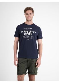 Lerros Herren T-Shirt "Lerros Herren T-Shirt mit Brustprint", blau, Gr. XL, 100% Baumwolle, Shirts