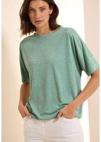 Cecil Damen T-Shirtmatcha grün, casual, Gr. S, unifarben, Jersey, Obermaterial: 55% Polyester, 45% Viskose, Shirts, mit Dekosteinen