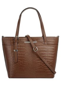 CLUTY Damen Henkeltasche, braun, Leder, Reptilienprägung, Taschen, echt Leder, Made in Italy
