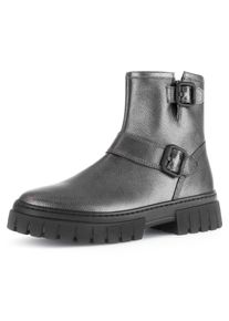 Gabor Damen Schlupfboots "York", Gr. 39, grau, Leder, modisch, Schuhe, Plateau, Stiefelette, Chunky Boots, Weite G, in Metallic-Optik