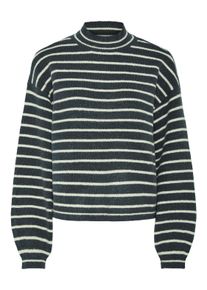Pieces Damen Stehkragenpullover "PCPENNA LS HIGH NECK KNIT BC", blau, modisch, Gr. L, gestreift, Strick, Obermaterial: 58% Polyester, 38% Polyacryl,
