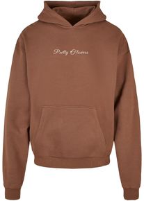 Merchcode Herren Kapuzensweatshirt "Merchcode Herren Ladies Pretty Flowers - Cropped Tee", braun, Gr. L, bedruckt, 100% Baumwolle, Sweatshirts