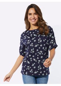 Classic Basics Damen Kurzarmshirt "Kurzarm-Shirt", blau, Gr. 46, geblümt, gemustert, 100% Baumwolle, Shirts
