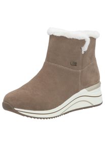 Remonte Damen Winterstiefelette, Gr. 42, beige, Veloursleder, Textil, casual, Schuhe, Keilabsatz, Stiefelette, Winterboots, wasserabweisende