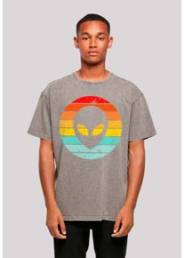 F4NT4STIC Herren T-Shirt "Alien Retro Sonnenuntergang", grau, casual, Gr. M, Obermaterial: 100% Baumwolle, Shirts, Premium Qualität