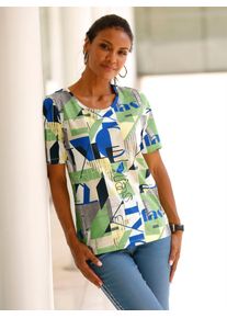 Classic Basics Damen Kurzarmshirt "Rundhals-Shirt", bunt, Gr. 46, gemustert, mehrfarbig, 100% Baumwolle, Shirts