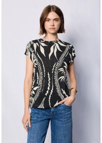 Damen Print-Shirt, schwarz, casual, Gr. 34, STREET ONE STUDIO, bedruckt, Stoff, 65% Viskose, 35% Polyester, Shirts, mit Rundhalsausschnitt