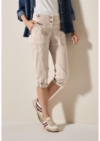 Cecil Damen Caprihose "Style New York", beige, casual, Gr. 26, unifarben, Web, Obermaterial: 98% Baumwolle, 2% Elasthan, Hosen, mit Knopfdetails am