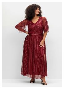 sheego Damen Abendkleid "Große Größen", rot, elegant, Gr. 42, unifarben, Obermaterial: 100% Polyester;Futter: 100% Polyester, Kleider, mit Pailletten