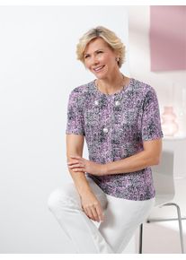 CLASSIC Damen Kurzarmshirt "Shirt", lila, Gr. 40, gemustert, mehrfarbig, 95% Viskose, 5% Elasthan, Shirts