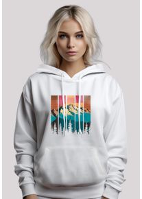F4NT4STIC Damen Kapuzenpullover "Berg Sonnenuntergang Retro", weiß, casual, Gr. XS, Obermaterial: 65% Baumwolle, 35% Polyester, Pullover, Premium