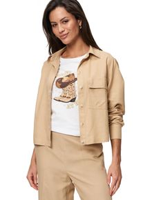Zero Damen Hemdbluse "Zero Hemdbluse mit Klappentasche", beige, casual, Gr. 36, unifarben, Web, Obermaterial: 55% Leinen, 45% Viskose. Ärmelfutter: