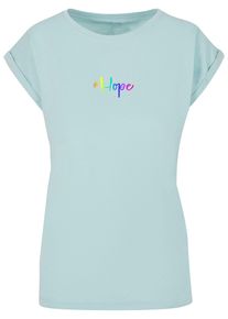 Merchcode Herren T-Shirt "Merchcode Damen Ladies Hope Rainbow Extended Shoulder Tee", blau, casual, Gr. XL, bedruckt, 100% Baumwolle, Shirts
