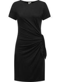 Ragwear Damen Shirtkleid "Knotta", schwarz, modisch, Gr. L, Material: 95% Viskose, 5% Elasthan, Kleider, Kurzarm Sommerkleid mit seitlichem Bindeband