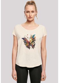 F4NT4STIC Damen T-Shirt "Schmetterling Bunt", beige, casual, Gr. XXL, Obermaterial: 100% Baumwolle, Shirts, Print