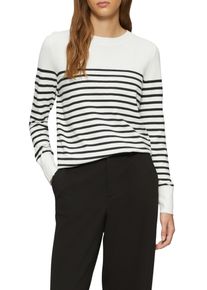s.Oliver Damen Rundhalspulloverweiß stripe schwarz, casual, Gr. 42, gestreift, Obermaterial: 72% Viskose, 28% Polyester, Pullover, mit Streifenmuster