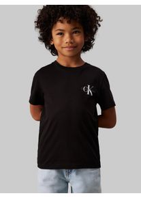 Jungen T-Shirt "CHEST MONOGRAM T-SHIRT", schwarz, casual, Gr. 6, Calvin Klein Jeans, Single Jersey, Obermaterial: 100% Baumwolle, Shirts, für Kinder