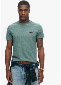 Superdry Herren Rundhalsshirt "ESSENTIAL LOGO EMB TEE", grün, modisch, Gr. L, meliert, Single Jersey, Obermaterial: 100% Baumwolle, Shirts