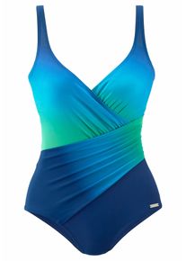 Lascana Damen Badeanzug, blau, Gr. 38, Farbverlauf, Polyamid, Badeanzüge, in Wickeloptik mit Shaping-Effekt