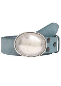 Damen Ledergürtel, blau, casual,modisch, Gr. 100, RETTUNGSRING BY SHOWROOM 019, unifarben, Leder, Gürtel, mit austauschbarer Schließe »Oval Gewölbt