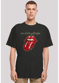 F4NT4STIC Herren T-Shirt "The Rolling Stones Plastered Tongue Washed", schwarz, casual, Gr. L, Obermaterial: 100% Baumwolle, Shirts, Premium Qualität