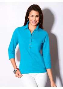 Casual Looks Damen Poloshirt "Poloshirt", blau, Gr. 36, unifarben, 50% Baumwolle, 50% Modal, Shirts