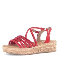 Gabor Damen Keilsandalette, Gr. 42, rot, Ziegenveloursleder, Synthetik, modisch, Schuhe, Plateau, Sommerschuh, Riemchensandale mit Best