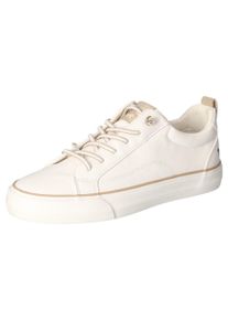 Mustang Shoes Damen Sneaker, Gr. 38, beige, Lederimitat, klassisch, Schuhe, Freizeitschuh, Halbschuh, zum schlupfen mit Gummizug