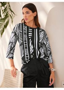 Heine Damen 3/4-Arm-Shirt "Druck-Shirt", schwarz, Gr. 40, gemustert, mehrfarbig, bedruckt, 95% Polyester, 5% Elasthan, Shirts