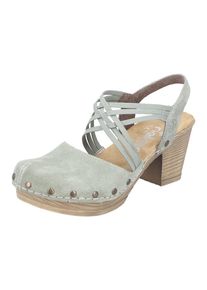 Rieker Damen Sandalette, Gr. 40, grün, Veloursleder, feminin, Schuhe, Sommerschuh, Sandale, Blockabsatz, mit Nieten verziert