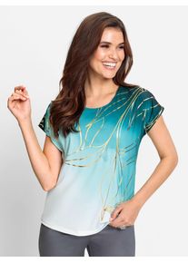 Lady Damen Kurzarmshirt "Shirt", blau, Gr. 40, bedruckt, gemustert, mehrfarbig, 95% Polyester, 5% Elasthan, Shirts