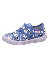 Superfit Kinder Hausschuh "BILL WMS: Mittel", Gr. 23, blau, Baumwolle, casual, Schuhe, Klettschuh mit Klettverschluss, Größenschablone zum Download