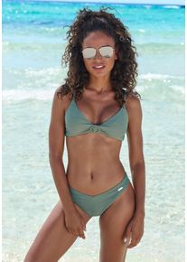 Sunseeker Damen Triangel-Bikini-Top "Loretta", grün, Gr. 34, unifarben, Strukturmuster, Polyamid, Bikini-Oberteile, mit Strukturmuster