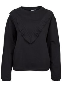 Urban Classics Damen Sweatshirt "Urban Classics Damen Ladies Terry Volant Crew", schwarz, Gr. XS, unifarben, 100% Baumwolle, Sweatshirts