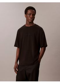 Calvin Klein Herren T-Shirt "A - Rel Fashion Logo Tee", schwarz, casual, Gr. XL, unifarben, Single Jersey, Obermaterial: 100% Baumwolle, Shirts, Mit