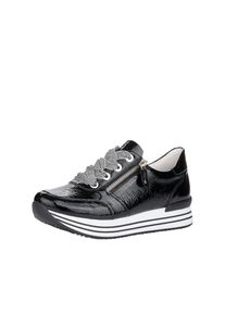Remonte Damen Plateausneaker, Gr. 40, schwarz, Lackleder, glänzend, sportlich, Schuhe, Freizeitschuh, Halbschuh, Schnürschuh mit gepolstertem