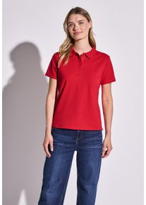 Street One Damen Poloshirt, rot, casual, Gr. 44, unifarben, Web, 97% Baumwolle, 3% Elasthan, Shirts, aus Baumwolle mit Stretchante
