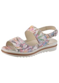 Waldläufer WALDLÄUFER Damen Riemchensandale "HAKURA", Gr. 7,5, bunt, Veloursleder, geblümt, Basic, Schuhe, Klettschuh, Sandalette, Keilabsatz, in Komfortweite H