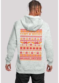 F4NT4STIC Herren Kapuzenpullover "Guns And Roses Christmas", grau, casual, Gr. S, Obermaterial: 65% Baumwolle, 35% Polyester, Pullover, Premium