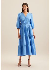 Seidensticker Damen Sommerkleid "Schwarze Rose", blau, Gr. 40, unifarben, 65% Baumwolle 35% Leinen/Flachs, Kleider, 7/8-Arm V-Neck Uni