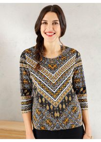 Classic Basics Damen 3/4-Arm-Shirt "Shirt", gelb, Gr. 52, gemustert, ethno, 100% Baumwolle, Shirts