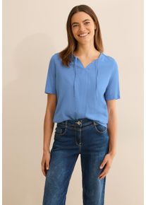 Cecil Damen T-Shirt, blau, casual, Gr. XXL, unifarben, Web, 100% Baumwolle, Shirts, aus reiner Baumwolle